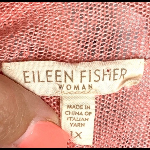 Eileen Fisher Open Front Linen Waterfall Cardigan Pink 1X - Picture 3 of 4
